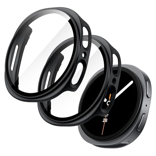 Image of JETech Cover Case with Screen Protector for Samsung Galaxy Watch 8 40mm, Overall Protective Cover, Built-in Tempered Glass Film High Sensitivity, 2 Pack (Black)