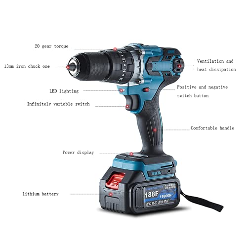 SXTYMV Bohrhammer Schlagbohrmaschine Abbruchhammer Hammerbohrer BüRstenlos 13 Wiederaufladbarer Bohrer Hochleistungs… – Bild 3