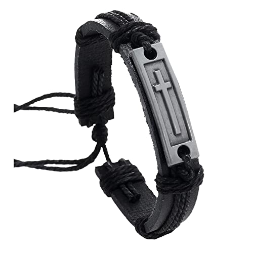 Genérico Pulsera de cuero para hombres: regalos de confirmación para adolescentes Collares Mujer (A, One Size)