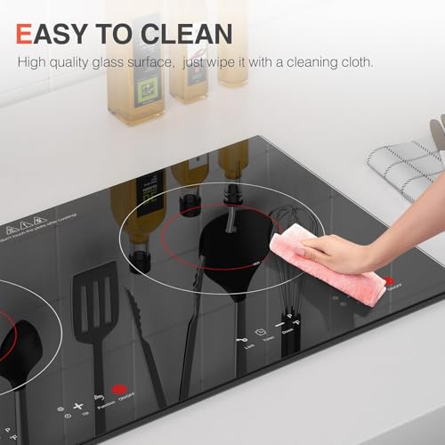 Plaque Induction 2 feux, Double Plaque de Cuisson Induction Plate 3600W, 9 Températures et Niveaux de Puissance, en Verre de Cristal, Minuterie de 4 Heures Minuteri, Pour Toute Poêle Plate – Image 6