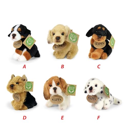 RAPPA Kleiner Hund Kuscheltier ca. 11 cm – weiches Eco-Friendly Stofftier – Perfekter Begleiter für alle Abenteuer (A Weiß/Schwarz/Braun)