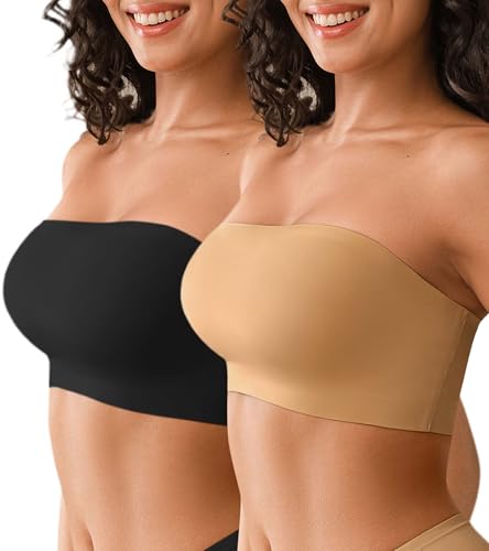 Image of DEANGELMON Strapless Bras for Women Non-Slip Silicone Bandeau Seamless Tube Top Bralette Comfy Non Padded Stretchy Stylish