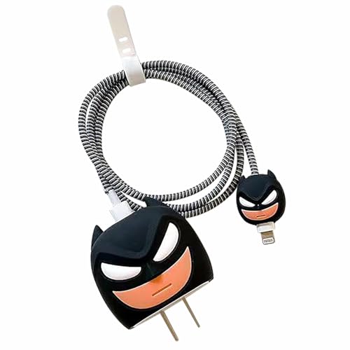 Image of EDNITA Charger Cable Protector with 3D Cute Batman Pattern for iPhone 18W & 20W Charger, Full Protection, Easy Installation, Durable Silicone Material