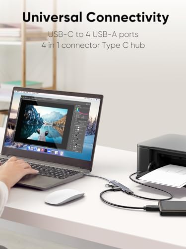 Image of CableCreation 4 in-1 USB C Hub(Lite Series), Type C Multiport Adapter with 1 x USB 3.0 & 3 x USB 2.0 Ports,Up to 5 Gbps Super Fast Data Transfer for MacBook Pro /Air,iPhone 15 Pro Max,PS4, Xbox,