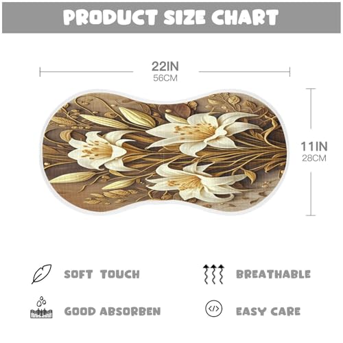 J JOYSAY Flower Beige Baby Burp Cloths for Boys Girls Large 22''x11'' Cotton 4 Layer Large Burp Cloths for Infant Drool one sizex12