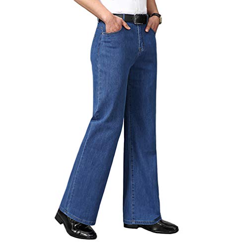 HAORUN Men Flared Jeans Regular Fit Bell Bottom Denim Pants 60s 70s Retro Casual Trousers3
