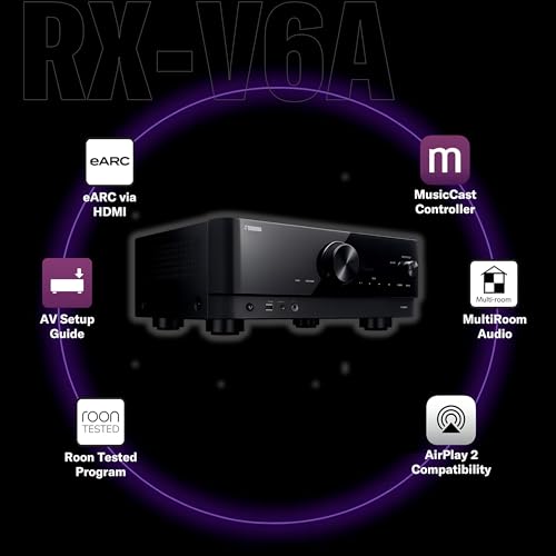 Yamaha AV-Receiver RX-V6A schwarz – Netzwerk-Receiver mit Dolby Atmos Height Virtualizer, Gaming...