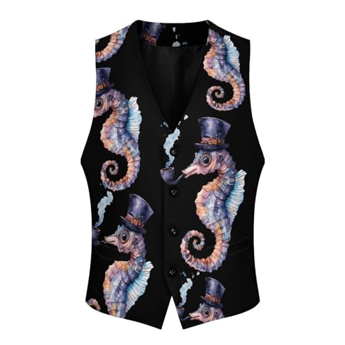Gentleman Seahorse Men's Formal Suit Vest for Business Formal Or Casual Dress Waistcoat Wedding4