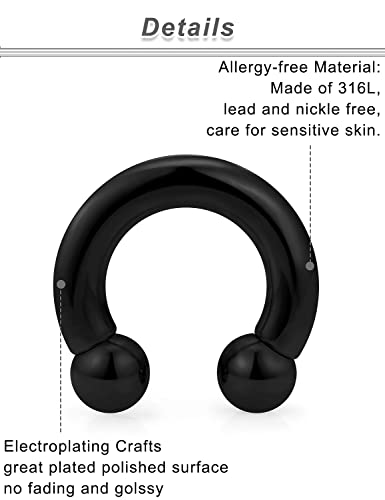 Ocptiy 6G 8G 12G 14G 16G Septum Ear Earrings Gauges Stretching Piercing Kit 316L Surgical Steel Internally Threaded Pierced Body Jewelry for Women 10mm 12mm 14mm 16mm4