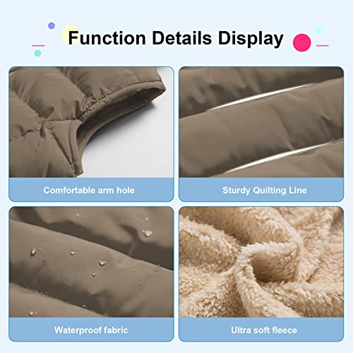 Pursky Girl's Heavy-Weight Cotton Puffer Vest Fleece Lined Gilet Jacket For Toddler Boys Kids Winter Gilet Coat Khaki 14/16 #TOP6