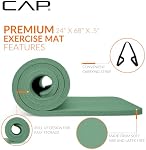 CAP Barbell Tapis d'exercice de haute densité avec sangle, 68"x24"x 1/2" - Vert Sauge