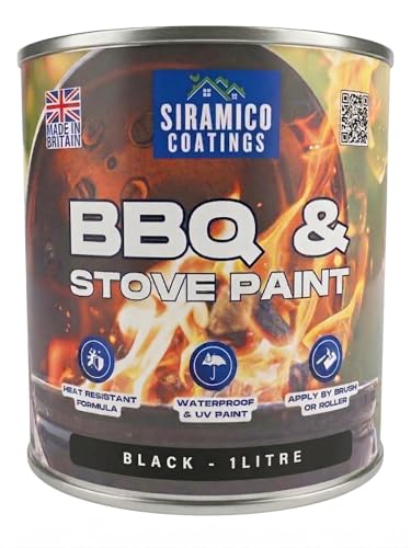 SIRAMICO COATINGS BBQ & Stove Paint - High Temperature Paint 1000°c (Black, 1 Litre)