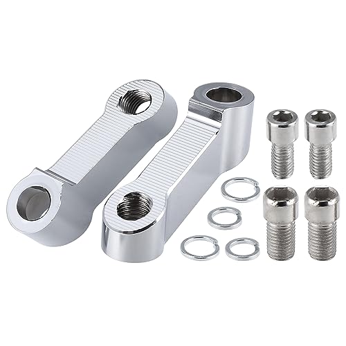 Motoforti 1 Pair Motorcycle 10mm 8mm Mirror Handlebar Mount Riser Extender Adapter Rearview Stem Mirror Adapter for Honda for Suzuki for Kawasaki Silver Tone