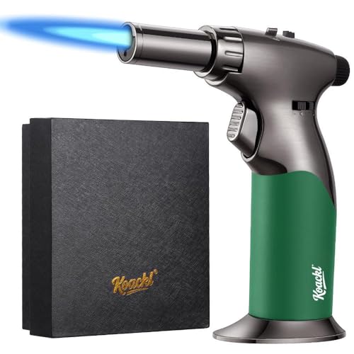 Image of KOACKL Dual Flame Butane Torch Lighter, Refillable Kitchen Torch, Adjustable Flame with Ignition Lock Mini Blow Torch for Cooking, Creme Brulee, Soldering, Welding (Butane Gas Not Included)