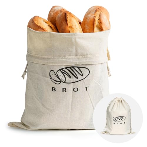 Cheerhom Sac À Pain Tissu En Lin Et Coton Réutilisable Pour La Conservation Longue, Conserve La Fraîcheur Des Aliments, Sac Congélation Réutilisable Avec Cordon De Serrage, 30 * 40cm