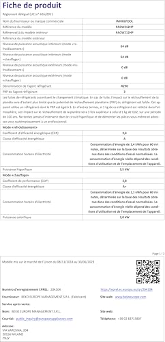 Whirlpool PACW212HP Condizionatore Portatile Con Pompa Di Calore, 12000 Btu, Gas R290, Bianco - 13