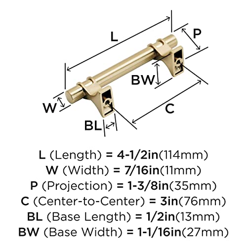 Image of Amerock | Cabinet Pull | Champagne Bronze | 3 inch (76 mm) Center to Center | Davenport | 2 Pack | Drawer Pull | Drawer Handle | Cabinet Hardware