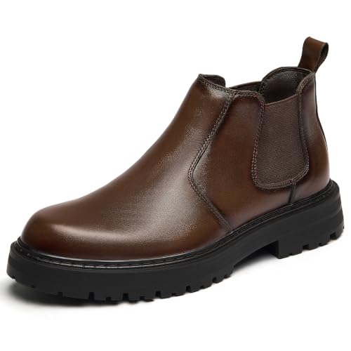 Image of Holy dove Men's Wide Toe Box Platform Chelsea Boots Slip-On Casual Ankle Dress Boot
