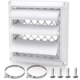 Funmit 4' Louvered Dryer Vent Cover Outdoor Including Metal Bird Guard Screen and 2 Duct Clamp...