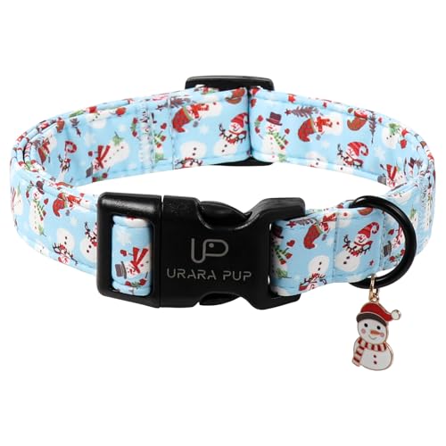 Image of Christmas Snowman Dog Collar - Xmas Dog Collars with Cute Snowman Patterns - Soft, Adjustable, Ideal for Winter Holidays M