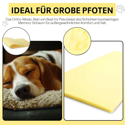 Best For Pets Orthopädisches Hundebett | Hundebett Waschbar | Viskoelastisches Hunde Bett | Orthopädisches Hundekissen | Memory Foam Matratze | | Faltbares Hunde Bett (85x65x4)