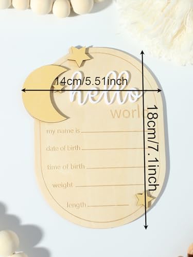 Image of Ylsteed Baby Announcement Signs Baby Name Sign Wooden Hello World Newborn Sign Baby Birth Announcement Sign Newborn Photography Props Baby Shower Hospital Nursery for Boy and Girl