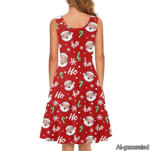 Image of Dreaweet Casual Sleeveless Dresses for Women Girls, Round Neck Tank Dresses with Pockets Summer Sundress Size XS-4XL