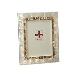 DONREGALOWEB Portafotos nacarado Blanco y cuadritos tostados (Foto 10X15 CM)