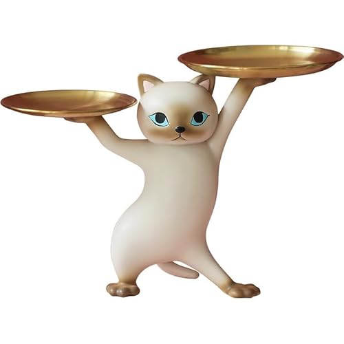 猫祭り トレイ 猫 ネコ 鍵 収納 メタル 樹脂製品 トレイ 鍵 収納 小物入れ 玄関収納 デスクトップ デコレーション 収納トレイ 動物像 彫刻 装飾 玄関 洗面台 口紅ホルダー 財布 コイン キャンディトレイ 魅惑の猫 置物 リビング インテリア 玄関