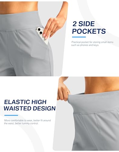 Image of G Gradual Women's Athletic Shorts 6 inch High Waisted Stretchy Bermuda Shorts for Women Quick Dry Summer Casual Shorts