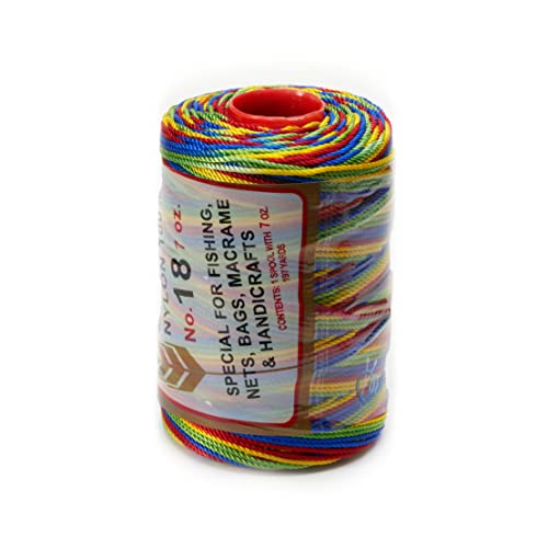 Espiga No. 18 - Cordón de Nylon Omega para Tejido y Ganchillo, 100 % Nylon, 197 yardas, 200 g, Multicolor