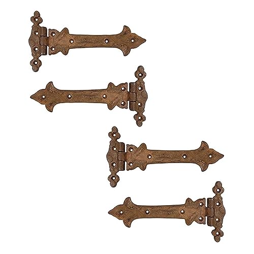 Image of Adonai Hardware Adonijah Antique Cast Iron Strap T Hinge (7.9 inch x 4 Pack, Rust Living Finish) for Barn Doors, Gates, Kitchen Cabinets, Sheds, Wooden Box, Furniture, Cedar Chest and Trunks