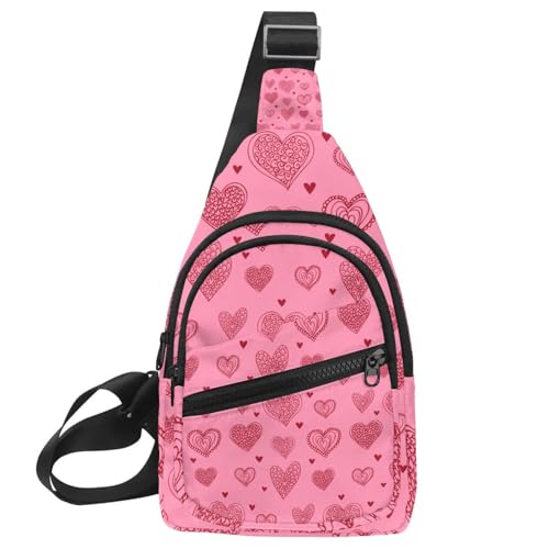 Sac à bandoulière rétro rose avec motif cœur : le confort mains libres