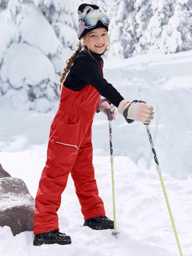 Image of Haloumoning Kids Snow Bibs Girls Ski Pants Waterproof Insulated Snowboard Overalls Snowsuit 5-14 Years