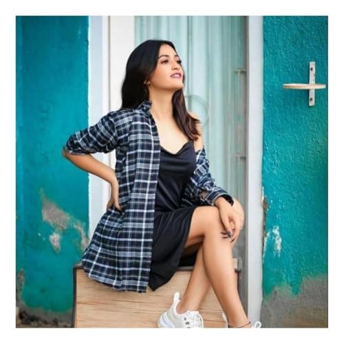 Image of ROYALICA Women Black and White Colour Collared Checked Shirt with Heavy Black Inner