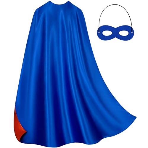Adult Superhero Cape & Mask Set - Double-Sided Super Hero Capes and masks for Men Women Dress-Up Parties - Main Image
