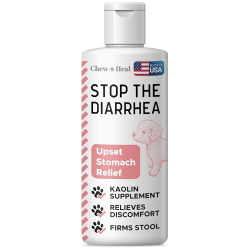 Chew + Heal Labs Anti Diarrhea for Dogs 2oz - Fast Relief Liquid Dog Diarrhea Supplement with Kaolin Pectin Formula - Effective Diarrhea Treatment and Dog Health Upset Stomach Supplement