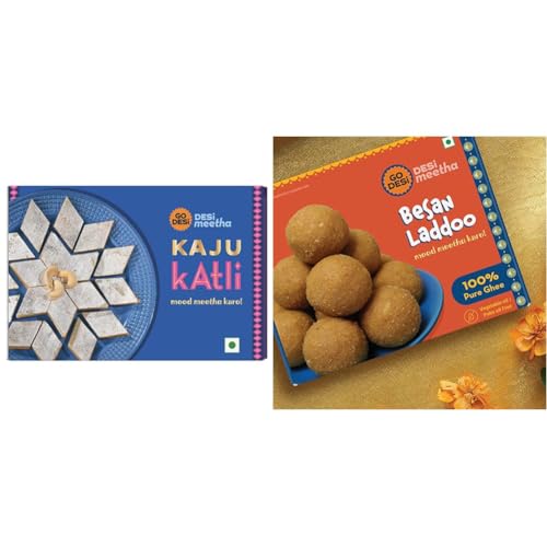 Image of GO DESi Classic Kaju Katli 200 grams & Besan Laddu 200 grams Combo
