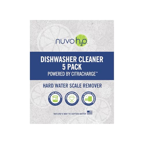 NuvoH2O CitraCharge™ Dishwasher Cleaner Packs – Removes Limescale, Hard Water Spots & Calcium Deposits, All-Natural Citrus Formula, Safe for Dishwashers & Appliances