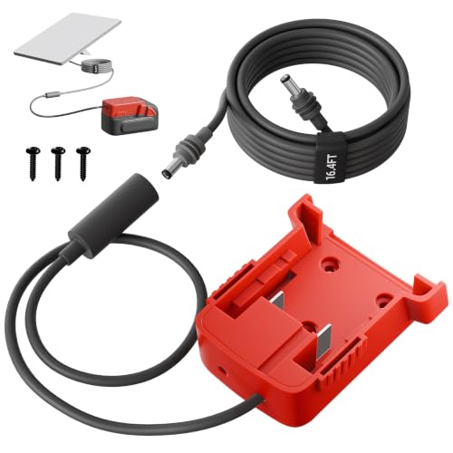 DAIERTEK Starlink Mini Battery Adapter with 16FT DC Cable, Compatible with Mil.Waukee 18V Starlink Mini Battery Pack, Portable, for Car, Camp, Travel, Ship