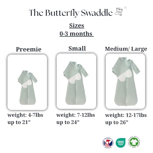 Image of The Butterfly Swaddle Organic Cotton Blend, All-in-One Butterfly Wing Sleep Sack Transitional Training System for Newborn Infant Baby with Wash Bag, Small (7-12 lbs), Blushing Pink