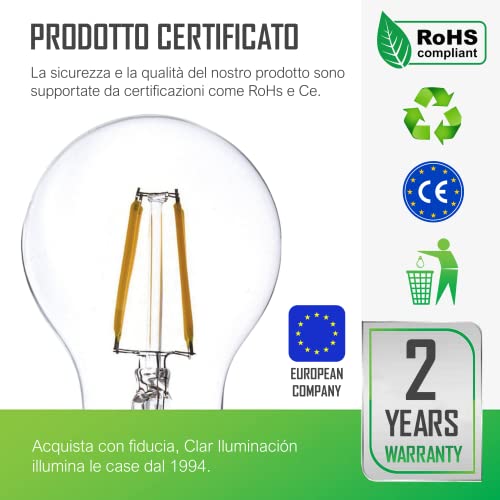 CLAR - Lampadine Vintage E27 Luce Calda, Lampadina...