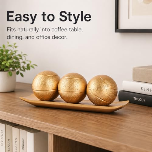 Boules décoratives dorées pour meuble TV afin de décorer le salon