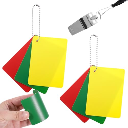 2 Sets Soccer Referee Cards Referee Flags Soccer Referees Penalty Cards Referees Card Sets Green Red and Yellow Warning Ejection Delay Sports Card Accessories for Sports Volleyball Game Officials
