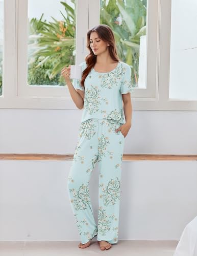 Ekouaer Bamboo Viscose Short-Sleeve Pajama Set — view 2