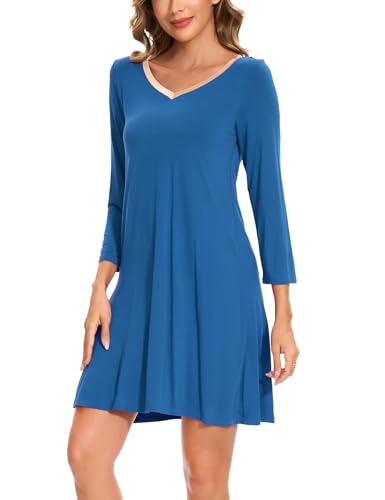 Image of GYS Womens Bamboo Viscose Nightgown Super Soft Lightweight Night Shirts for Sleeping