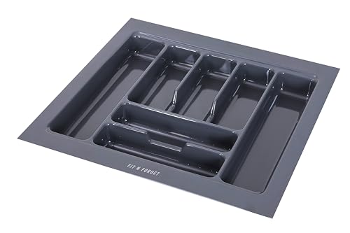 Image of Heavy PVC Cutlery Tray Organizer, Stylish Cutlery Tray for Kitchen Basket, Gray, 21x18.5 Inch