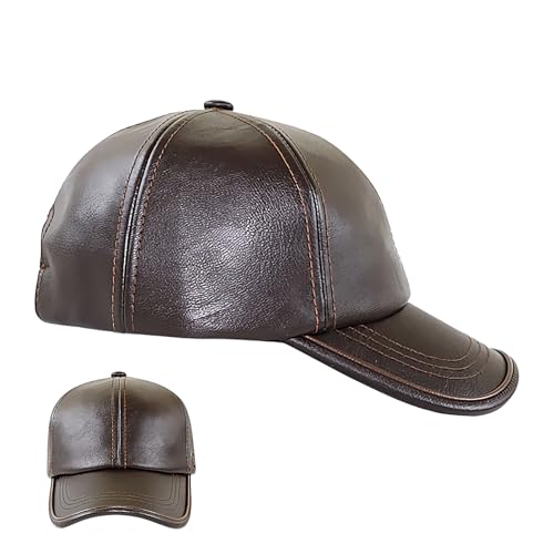 Shenrongtong Gorras De Béisbol, Gorra Casual Diaria de Cuero PU, Gorra Vintage Estilo Ajustable para Deportes Al Aire Libre Y Viaje