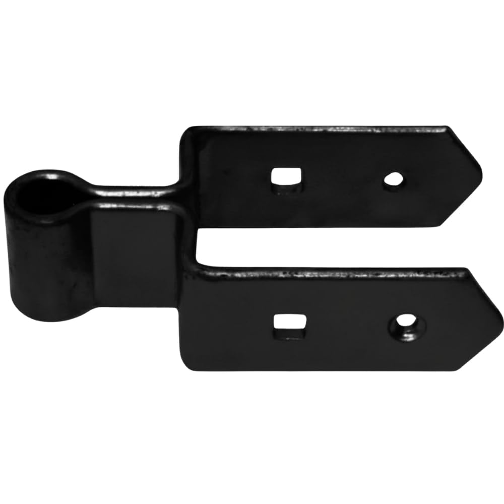 Double Strap Hinges 19mm Eye for 3" Gates Heavy Duty Black Galvanised Field Farm Gate Bottom Hinge Bands (Black, 5")