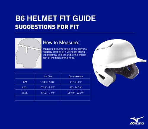 Mizuno B6 Adult Baseball Batting Helmet, Black, Small/Medium #TOP4